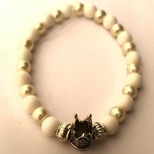 White & Siver King or Queen UNisex bead Love bracelet